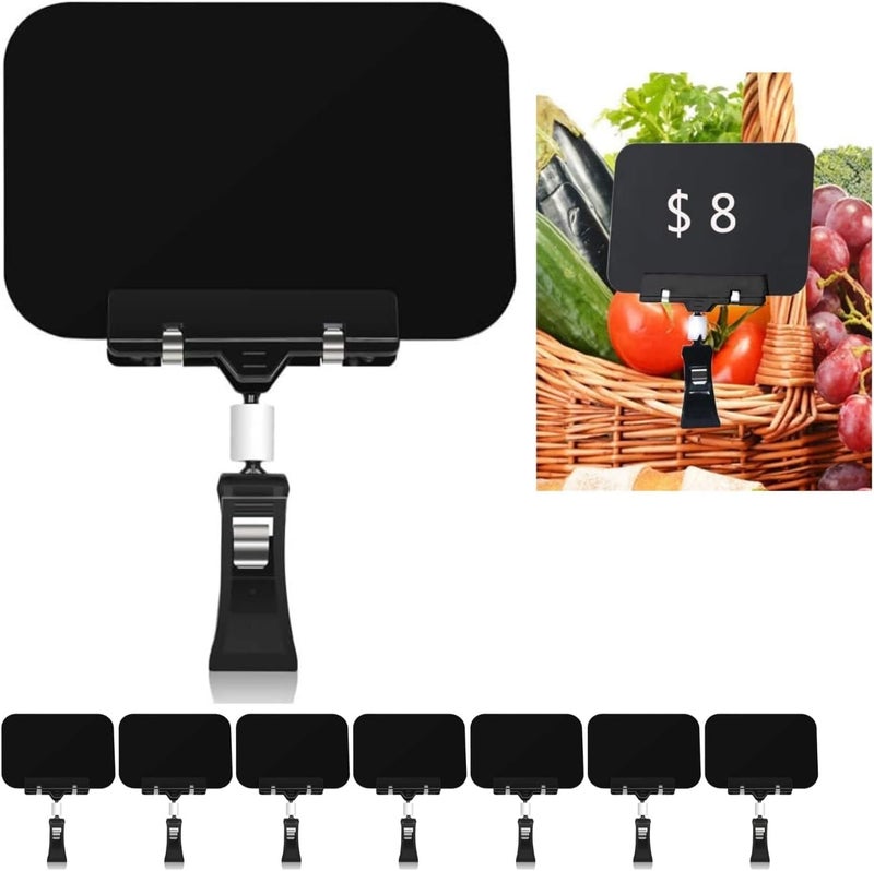 Mlici Clip on Sign Holder Chalkboard Clips, 8 Pack 8.2 x 5.8 Inch Sign Holder Clip for Retail Store Signs Displays, Black Plastic Sale Signs for Food Label Display Rotating Signs Table Clip - Image 1